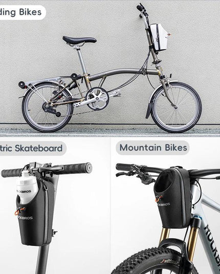 ROCKBROS Bicycle Bag Front Bag Water Bottle Bag 1.5L Folding Bike Mountain Road Bike Riding Bag Adjustable Large-caliber Bag