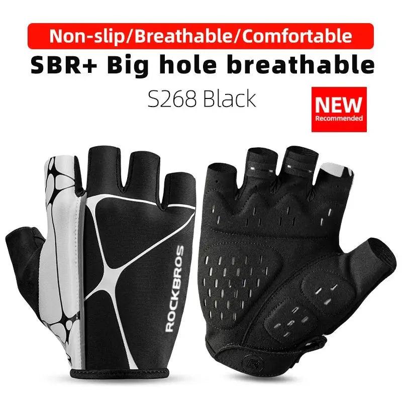 ROCKBROS Cycling Gloves Half Finger Shockproof Wear Resistant Breathable MTB Road Bicycle Gloves Men Women Sports Bike Equipment