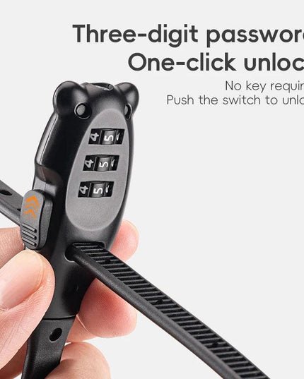 ROCKBROS Portable Bicycle Lock Cable Tie Zinc Alloy Lock Helmet Password Lock Anti-Theft Safety Freely Adjustable Rope Lock