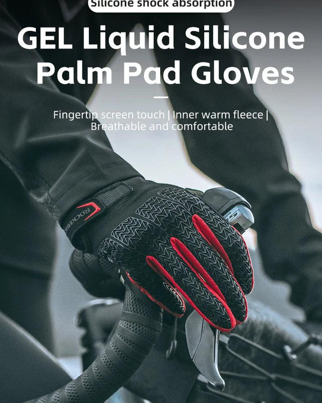 ROCKBROS Windproof Cycling Gloves Touch Screen Riding MTB Bike Bicycle Gloves Thermal Warm Motorcycle Winter Autumn Bike Gloves