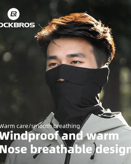 ROCKBROS Windproof Warm Winter Cycling Mask Nose Breathable Men's Black Neck Sport Scarves Sports Equipment for Running Cycling