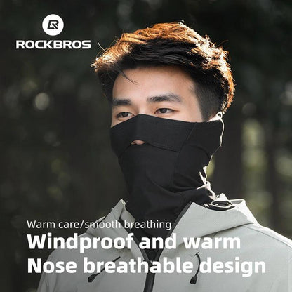 ROCKBROS Windproof Warm Winter Cycling Mask Nose Breathable Men's Black Neck Sport Scarves Sports Equipment for Running Cycling