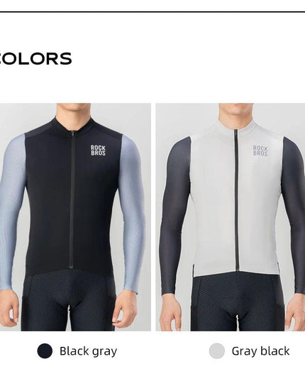 ROCKBROS Cycling Jersey Breathable Long Sleeved Quick Drying With Rear Pocket Bicycle Clothing Non-slip Sweatshirt Cycling Suit