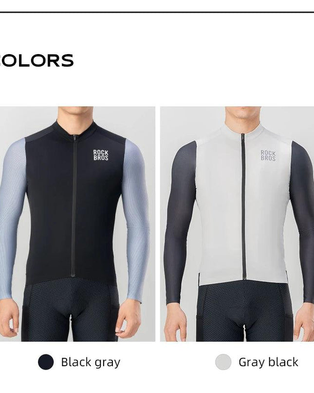 ROCKBROS Cycling Jersey Breathable Long Sleeved Quick Drying With Rear Pocket Bicycle Clothing Non-slip Sweatshirt Cycling Suit