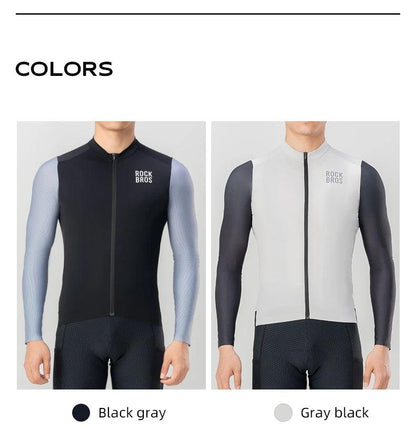 ROCKBROS Cycling Jersey Breathable Long Sleeved Quick Drying With Rear Pocket Bicycle Clothing Non-slip Sweatshirt Cycling Suit