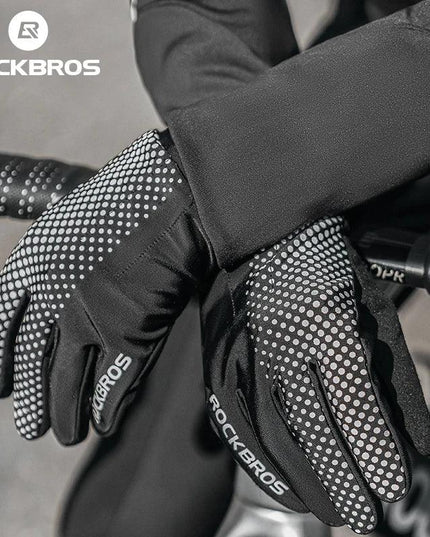 ROCKBROS Full Finger Gloves Sports Breathable Touch Screen Gloves MTB Road Bike Non-slip Gloves Cycling Lengthened Wrist Outdoor
