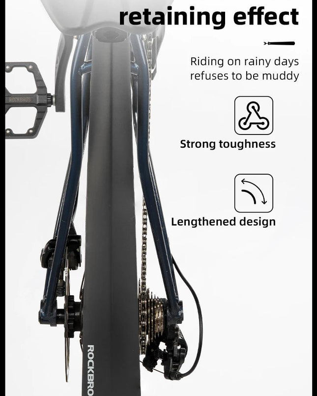 ROCKBROS Bicycle Mudguard With Taillight Quick Release Road Bike Mudguard PP Aluminum Alloy  Support Fender Adjustable Parts