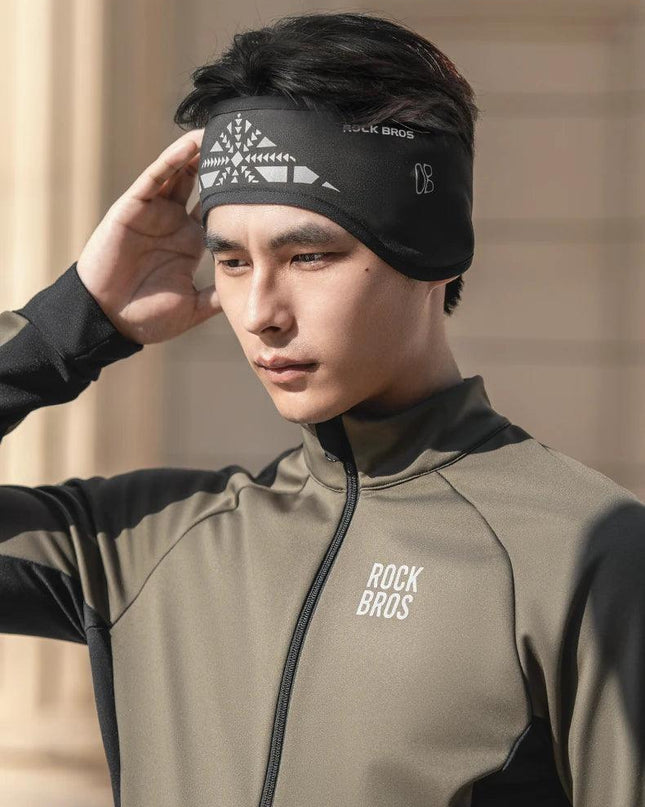 ROCKBROS Outdoor Cycling Headband Ear Warmer Men Winter Cycling Workout Windproof Double Layer Warm Earmuffs Headwear Sweatband