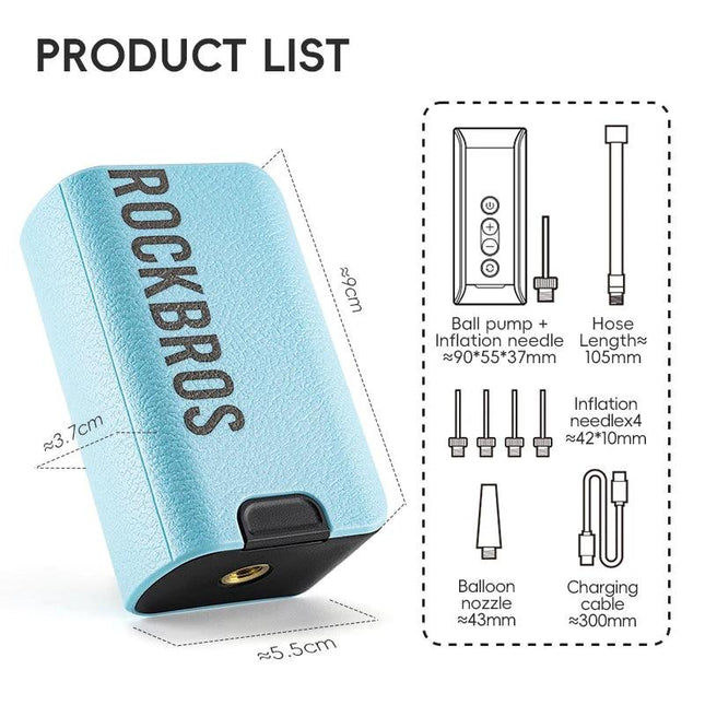 ROCKBROS Mini Electric Air Pump 20PSI Inflator for Balls Portable Type-C Rechargeable Inflator LED Digital Display Compressor