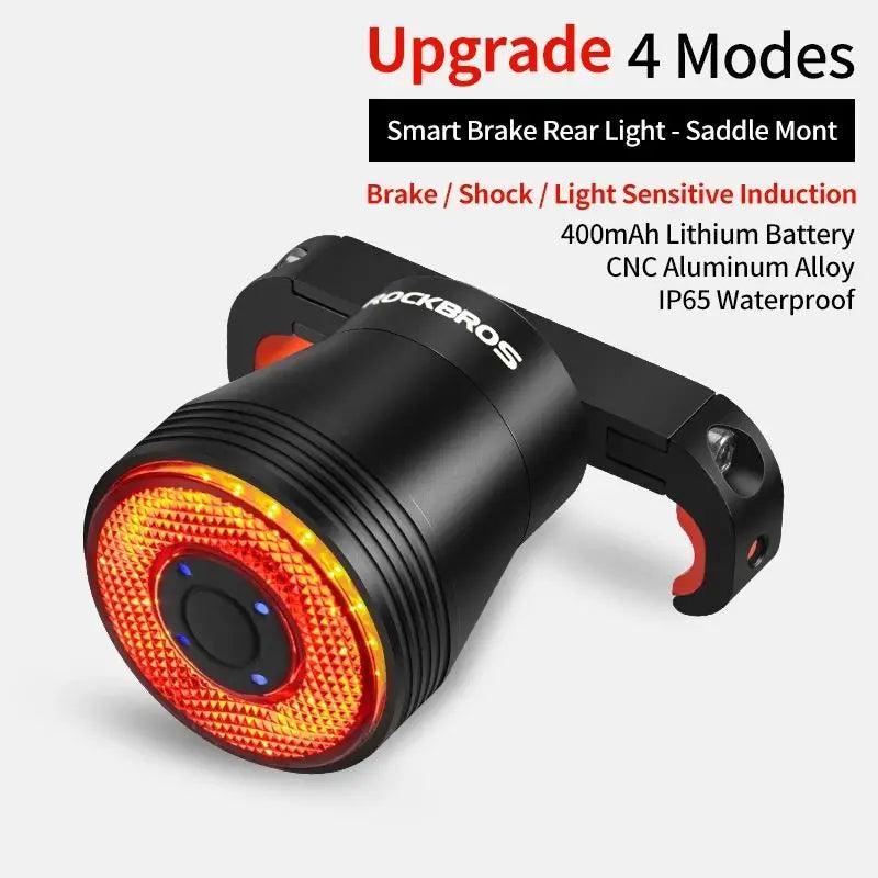 ROCKBROS Bicycle Smart Auto Brake Sensing Light IPx6 Waterproof LED Charging Cycling Taillight Bike Rear Light Accessories Q5