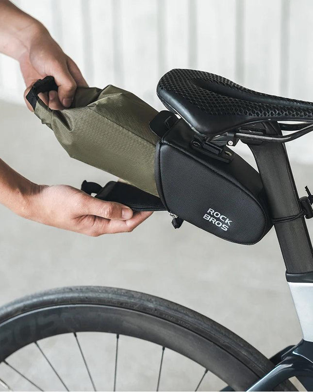ROCKBROS Cycling Tail Bag Detachable Seat Pack Bag Large Capacity Waterproof Portable Riding Adjustable Bike Bag 0.8L-1.3L