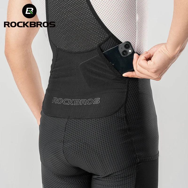 ROCKBROS Cycling Bib Shorts Classic Men Bike Pants Ciclismo Bicycle Shorts Pockets Outdoor Breathable Reflective Tights Shorts