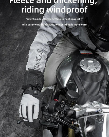 ROCKBROS Warm Heated Gloves Snowmobile Gloves With 3 Levels 4000mAh Rechargeable Battery Powered Electric Thermal Heat Glove