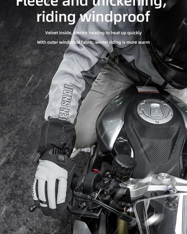 ROCKBROS Warm Heated Gloves Snowmobile Gloves With 3 Levels 4000mAh Rechargeable Battery Powered Electric Thermal Heat Glove