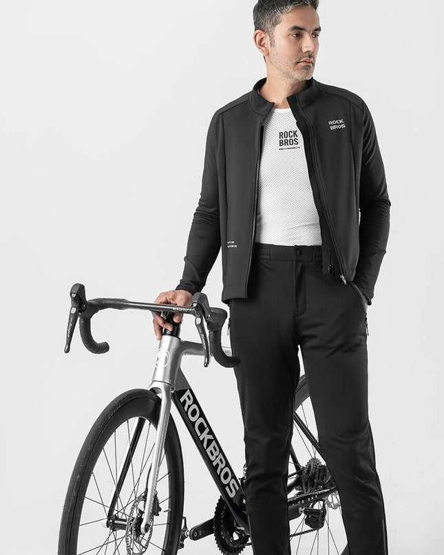 ROCKBROS Cycling Pants Windproof Warm Autumn Winter Bike Pants Fleece-lined Long Pants Riding Fitness Trousers Sport Equipment