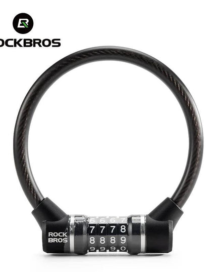 ROCKBROS Portable Bicycle Steel Cable Lock 4-Digit Password PVC Waterproof Dustproof Bike Lock Safety Lock MTB Road Accessories