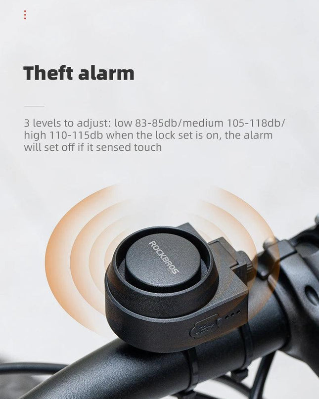 ROCKBROS Bicycle Bell Type-C Anti Theft Electric Horn Wireless Remote Control IPX5 Bike Hidden Installation Bicycle Accessory