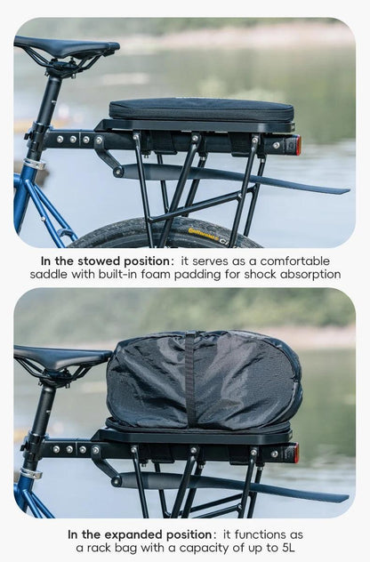 ROCKBROS Multifunctional Rear Seat Bag Universal Saddle Bag Back Rack 5L Capacity Seat Bag Expandable Cycling Luggage Trunk Bags