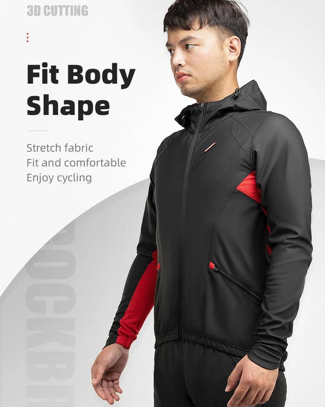 ROCKBROS Cycling Jersey Sets Winter Bicycle Clothes Windproof Thermal Fleece Bike Long Pants Outdoor Fishing Hiking Camping