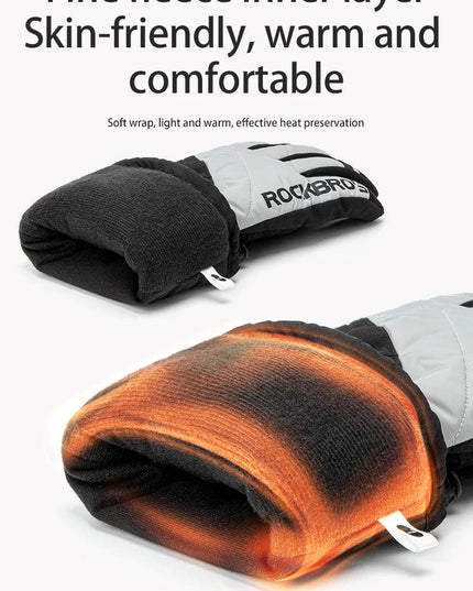 ROCKBROS Warm Heated Gloves Snowmobile Gloves With 3 Levels 4000mAh Rechargeable Battery Powered Electric Thermal Heat Glove