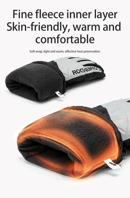 ROCKBROS Warm Heated Gloves Snowmobile Gloves With 3 Levels 4000mAh Rechargeable Battery Powered Electric Thermal Heat Glove