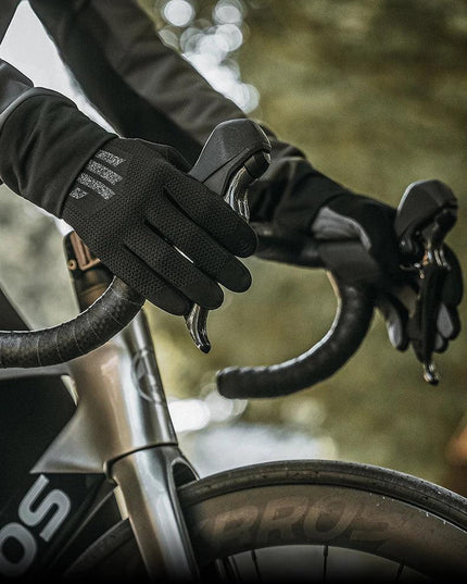 ROCKBROS Bicycle Gloves Full Finger Cycling Gloves Knit Fabric Touch Screen Motorcycle Gloves Autumn Winter Thermal Windproof