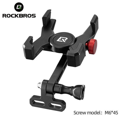 ROCKBROS Bike Phone Holder Aluminum Alloy Material Bracket Anti-slip Cushioning Pads 4.7-7.09 inch Mobile Phone Stand Shockproof