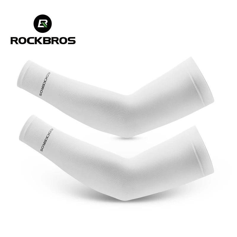 ROCKBROS Ice Fabric Running Arm Warmers UV Protect Arm Sleeves Basketball Camping Riding Outdoors Sports Wear Protective Gear