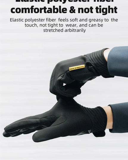 ROCKBROS Cycling Gloves MTB Road Bike Non-slip Gloves Touch Screen Winter Thermal Fleece Warmer Windproof Gloves Full Finger
