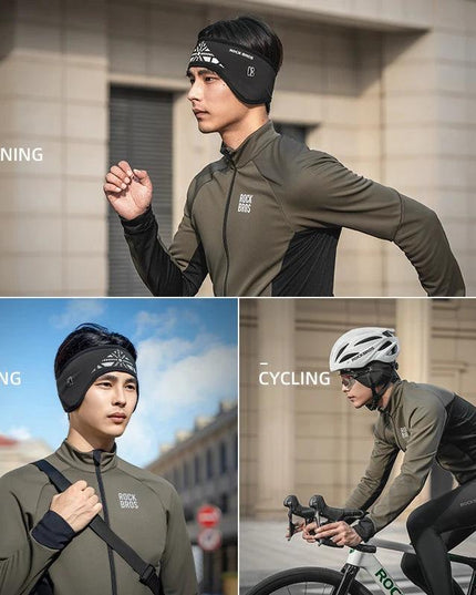 ROCKBROS Outdoor Cycling Headband Ear Warmer Men Winter Cycling Workout Windproof Double Layer Warm Earmuffs Headwear Sweatband