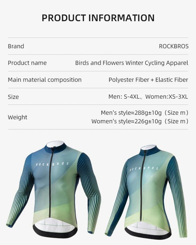 ROCKBROS Autumn Winter Cycling Jacket Fleece Bicycle Clothing for Men Women MTB Road Professional Training Jersey Warm Jacket