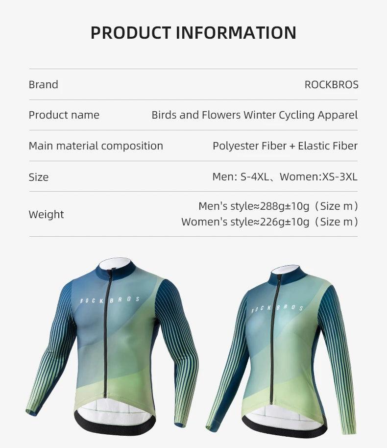 ROCKBROS Autumn Winter Cycling Jacket Fleece Bicycle Clothing for Men Women MTB Road Professional Training Jersey Warm Jacket