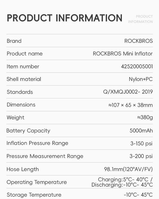 ROCKBROS Mini Pump 150psi Portable Riding Bicycle Electric Air Pump 5V2A Type-C Outdoor Portable  MTB Road Bike Motorcycle Pumps