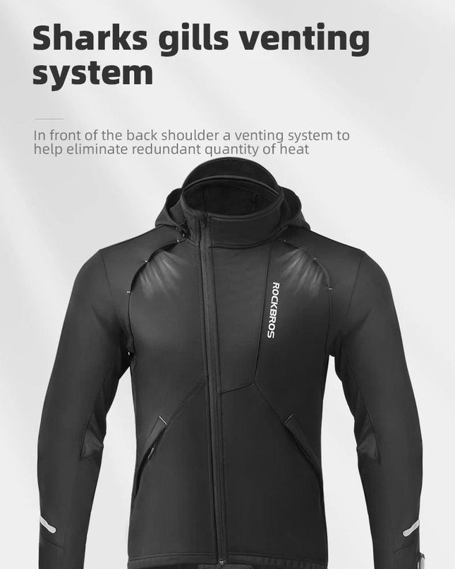 ROCKBROS Bicycle Jacket Winter Cycling Clothing Thermal Fleece Long Sleeve Cycling Bike Clothing Warmer Windproof Sportswear