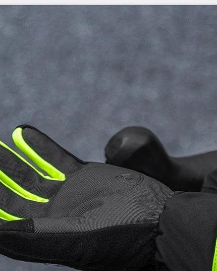 ROCKBROS Cycling Gloves Winter Windproof Keep Warm Reflective Gloves Thickened Palm Pad Touch Screen Night Cycling Glove MTB Men
