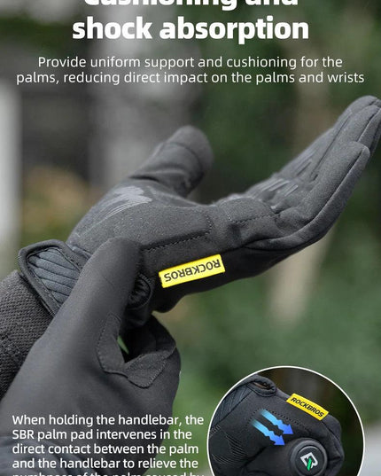 ROCKBROS Cycling Gloves MTB Road Bike Non-slip Gloves Touch Screen Winter Thermal Fleece Warmer Windproof Gloves Full Finger