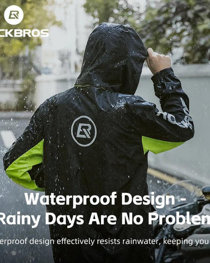 ROCKBROS Motorcycle Raincoat Suit Ultralight Rainwear Shoes Cover Waterproof Reflective Rain Coat Stripe for Riding Equipment