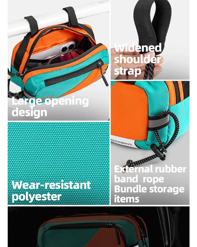 ROCKBROS Handlebar Bag  Bike Bag Portable Pannier Multi-purpose 2.5L Large Capacity Backpack Shoulder Messenger Crossbody Bags