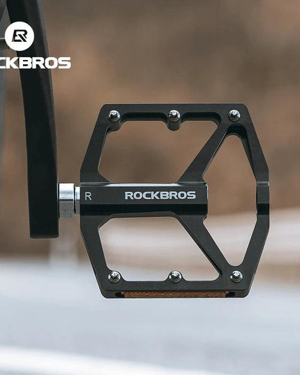 ROCKBROS Bicycle Pedals Save Effort Aluminum Alloy Anti-slip MTB Road Mountain Reflective Bearing Cycling Pedals Bike Accessory