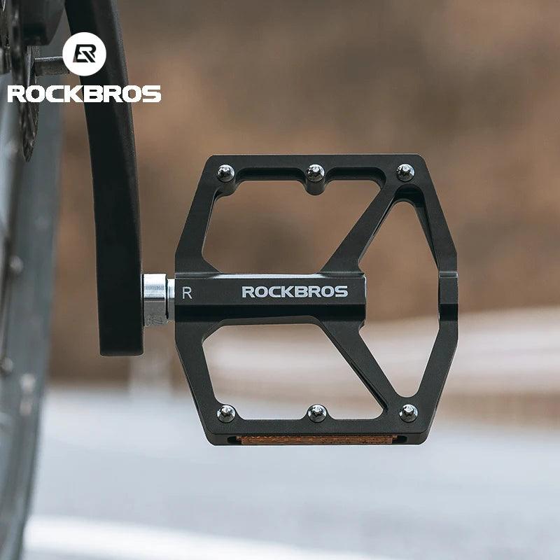 ROCKBROS Bicycle Pedals Save Effort Aluminum Alloy Anti-slip MTB Road Mountain Reflective Bearing Cycling Pedals Bike Accessory