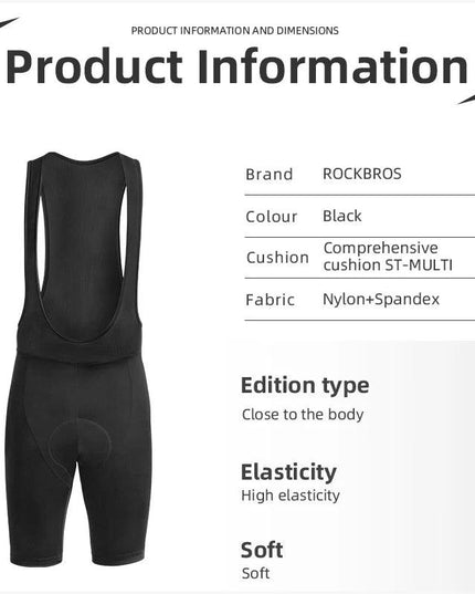 ROCKBROS Cycling Shorts Men Bib Shorts Summer Elastic Padded Bike Tights Anti-slip Breathable MTB Ciclismo Bicycle Under Wear