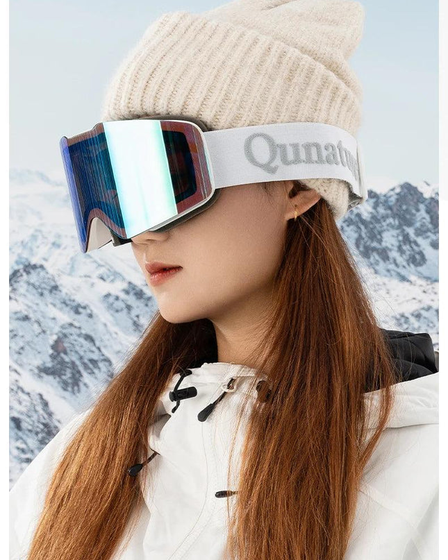 Qunature Ski Goggles Large Frame Snowboard Snow Goggles Double Layers UV400 Anti-fog Ski Glasses Skiing Outdoor Sport Eyewear