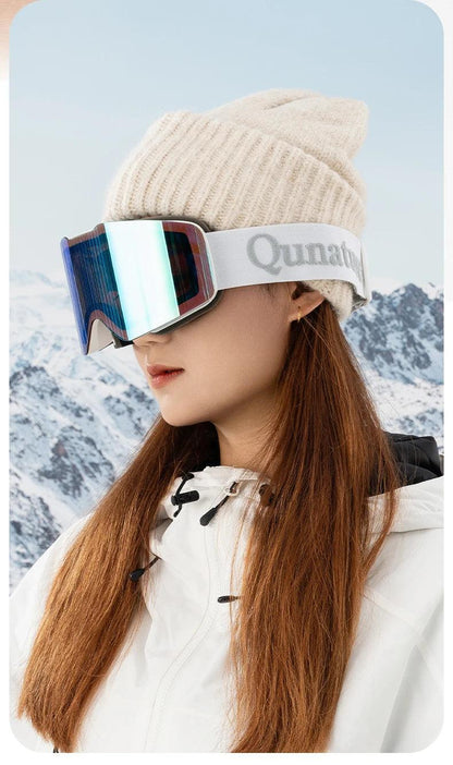 Qunature Ski Goggles Large Frame Snowboard Snow Goggles Double Layers UV400 Anti-fog Ski Glasses Skiing Outdoor Sport Eyewear