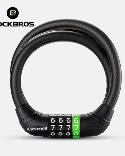 ROCKBROS Bike Cable Lock MTB Road Bicycle Anti-Theft Password Lock PVC Steel Cable Lock for Motorcycle Scooter Bike Accessories