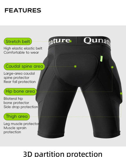 Qunature Ski Hip Protector Pants Adjustable Adult Sports Gear Shorts Snowboard Protection 3D Hip Pads for Motorcycle Skating