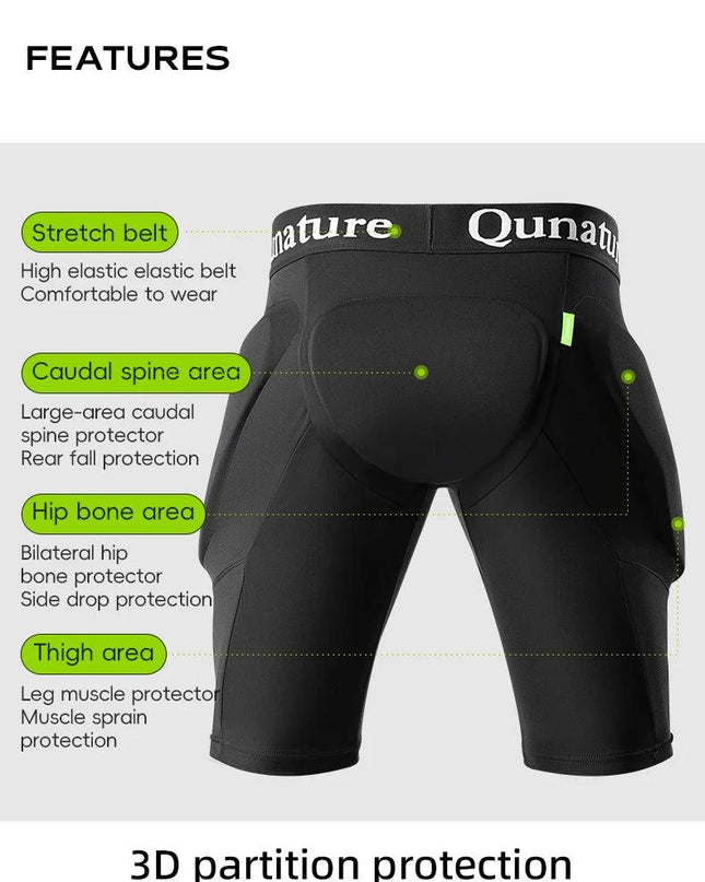 Qunature Ski Hip Protector Pants Adjustable Adult Sports Gear Shorts Snowboard Protection 3D Hip Pads for Motorcycle Skating