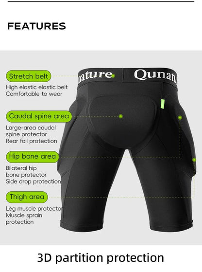 Qunature Ski Hip Protector Pants Adjustable Adult Sports Gear Shorts Snowboard Protection 3D Hip Pads for Motorcycle Skating