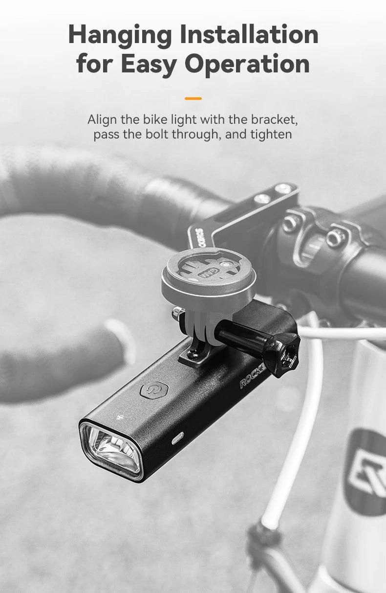 ROCKBROS Bike Front Light IPX6 Type-c Rechargeable Bicycle Hanging Light Headlight LED Flashlight 400/800/1000/1500LM Aluminum