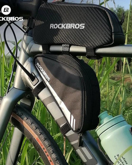 ROCKBROS Triangle Beam Bag Bicycle Top Tube Bag Bike Saddle Bag MTB Road Bike Phone Bag 0.7L High Reflective Bike Accessories