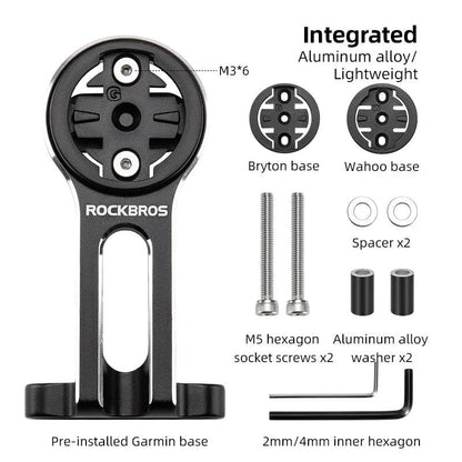 ROCKBROS Bike Bracket Front Light Lamp Holder Aluminum Alloy Extension Holder for Bicycle Computer Wahoo Bryton Garmin Bracket